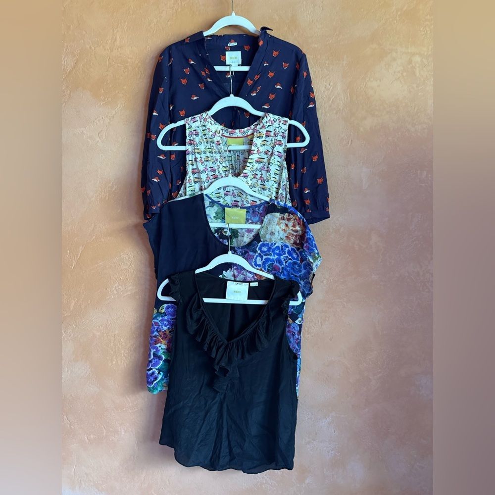 Maeve Anthropologie Bundle Size 6 Silk & Rayon Blouses Tops Lot of 4